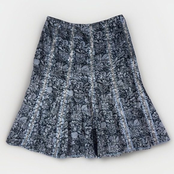 Peruvian Connection Dresses & Skirts - PERUVIAN CONNECTION Pima Cotton Fit Flare MIDI Skirt Womens 12 Blue White Floral